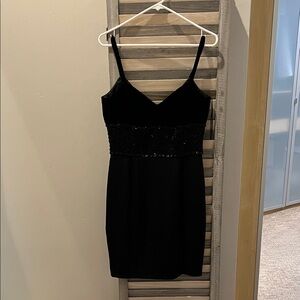 Oleg Cassini Black Mini Dress with Sparkle Detail